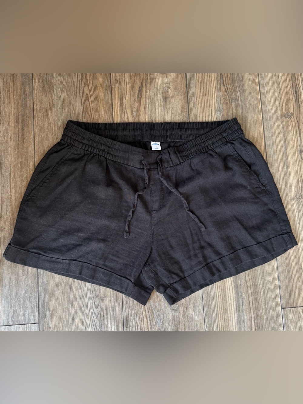 Old Navy Black Drawstring Linen Blend Shorts